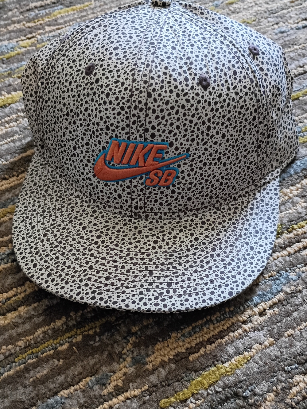 Nike SB Safari AOP Fitted Hat with Orange and Blue Logo